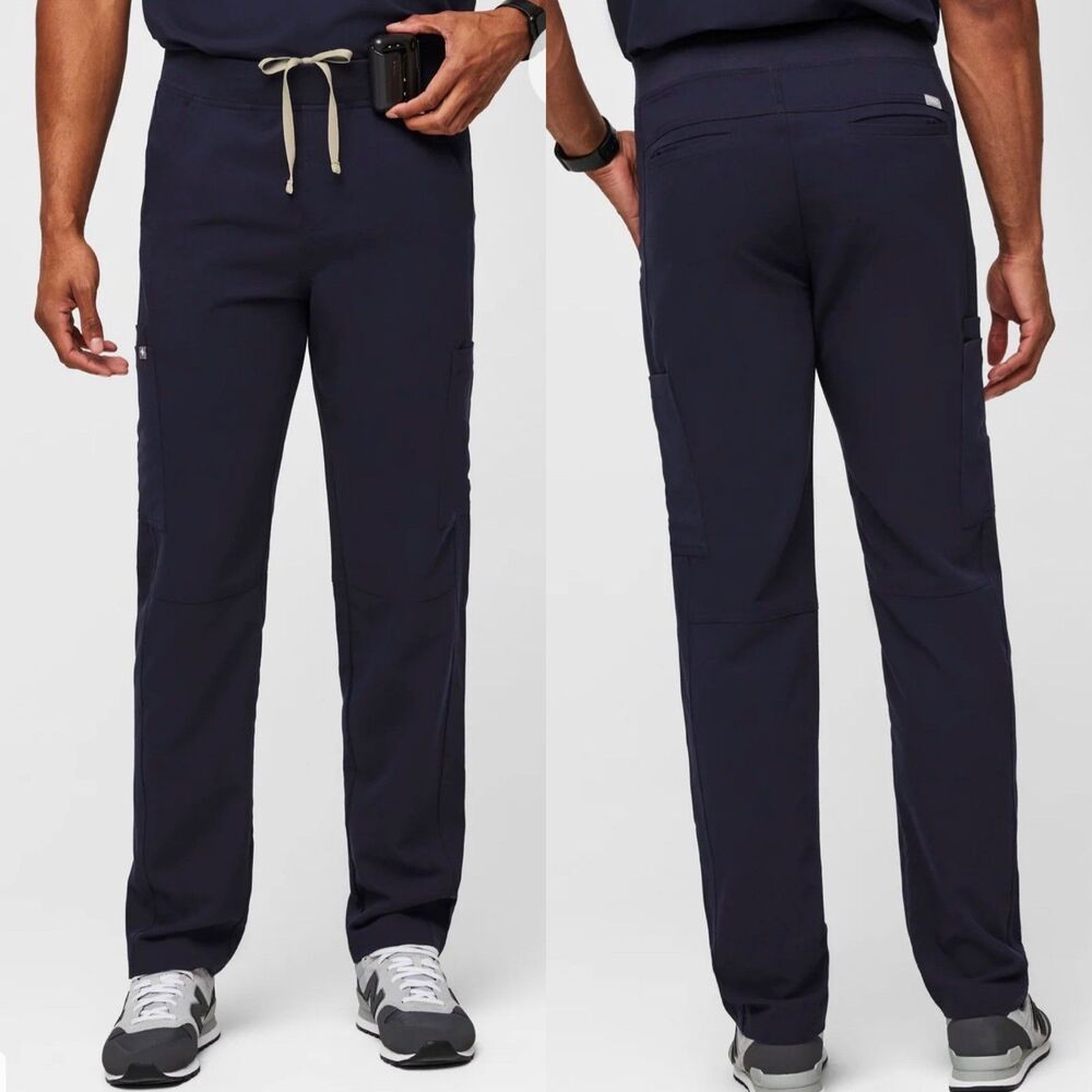 FIGS Navy Blue Axim Cargo Straight Leg 7-Pocket Scrub Pants Mens XXL Tall